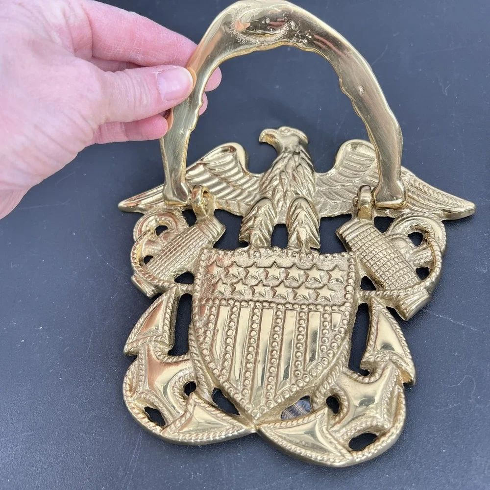 Solid Brass Eagle Door Mount Knocker Patriot American Patriotic America Stars